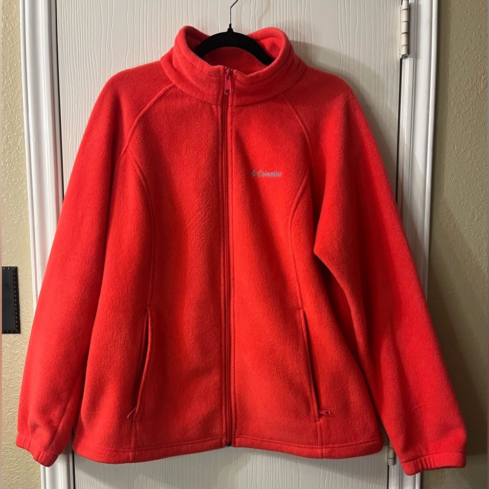 🛍️Columbia 1X Red/Dark Coral Fleece Sweater/Jacket